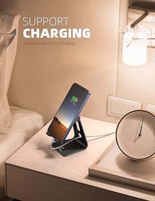 Adjustable Cell Phone Stand, Desk Phone Holder, Cradle, Dock, Compatible Office Accessories, All Android Smartphone